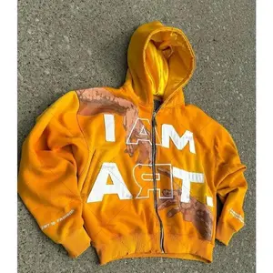 Men’s Trendy Streetwear Y2K Harajuku American Retro Letter-Print Zip-Up Hoodie — Punk Casual Colorful Oversized Sweatshirt, Menswear Top