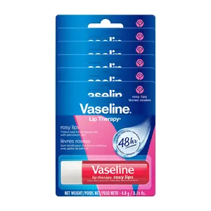 Vaseline Lip Therapy Petroleum Jelly, Rosy Lips - 0.16 oz Lip Balm - Pack of 6 Aloe Cocoa Daily Soothing