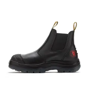 ROCKROOSTER Work Boots, 6 inch Steel Toe, Slip On Safety Leather Chelsea Durable and Comfortable Work Shoes AK227 Foot Protection Outsole Footwear Workboots