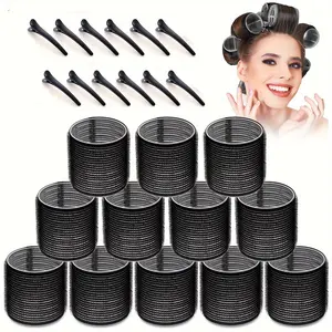 Jumbo Rollers Hair Curlers 24 Pcs Set with 12Pcs Jumbo Large Hair Rollers and 12 Pcs Hair Clips for Long Medium Hair Volume (Black), Haircare, Hair Rollers Wave