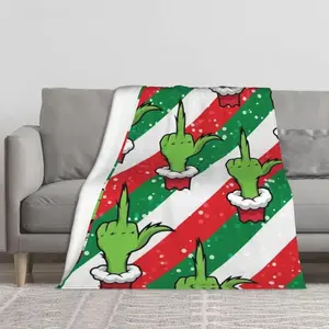 Funny Cartoon Christmas Print Super Soft Flannel Blanket Multi-Purpose Suitable For Sofa Bedroom Office Or Camping Suitable For All Seasons