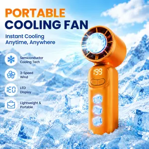 [H KOOLHIVE] Mini Handheld Mobile Cooling Fan - 199-Speed Precision Control, Ice-Cooling Function, LED Display, Pocket-Size Portable Fan for Travel, Summer