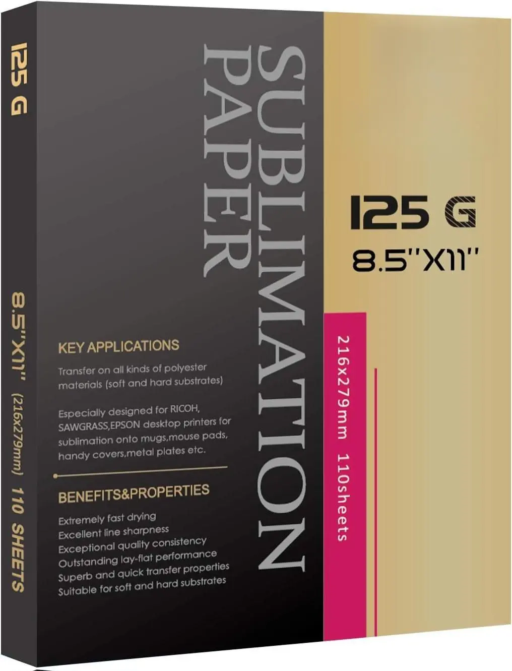 A-SUB Sublimation Paper 8.5x11 Inch 110 Sheets ONLY Compatible with Sublimation Printer and Sublimation Ink 125g