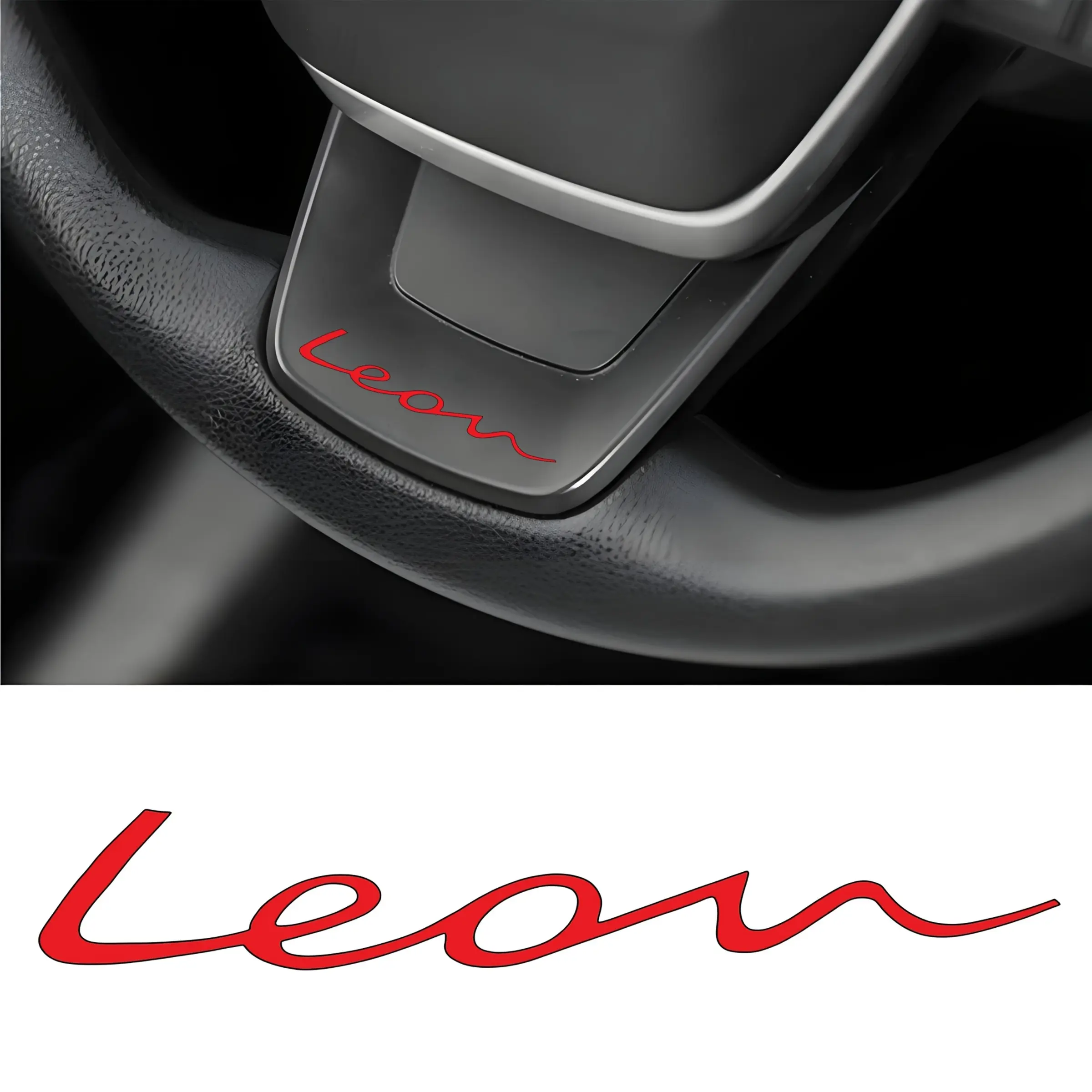 2-Pack SEAT Leon FR MK1/MK2/MK3/MK4 Realistic Badge Stickers, Car accessories - Rearview Mirror or Door Trim - Durable PVC Car Logo Stickers (Red) - Compatible with SEAT Leon FR models, suitable for cars
