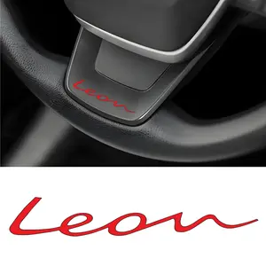 2-Pack SEAT Leon FR MK1/MK2/MK3/MK4 Realistic Badge Stickers, Car accessories - Rearview Mirror or Door Trim - Durable PVC Car Logo Stickers (Red) - Compatible with SEAT Leon FR models, suitable for cars