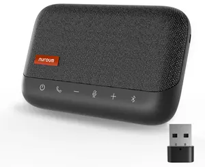 A15 Bluetooth Conference Speaker and Microphone, 360° 10ft Voice Pickup w/Noise Reduction/Mute, Portable Wireless/USB Speakerphone, Daisy Chain for 20 People, for PC/Laptop/Mobile,Grey