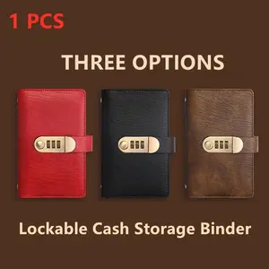 Cash Savings Book Password Lock Money Wallet Account Record Book, Financial Management Storage Notebook, Secure Cash Holder Journal, Office Stationery Supplies