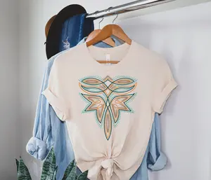 #705 - Boot Stitch Trendy western Vintage Shirt Design, Cute rodeo t-shirt Tribal Southwestern Cowboy Cowgirl Western Shirt - Print Unisex Crew neck Tee T-shirt - Shirt Tshirt