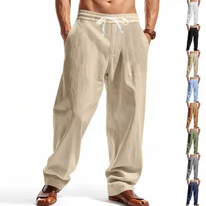 Men's Casual Drawstring Pants Elastic Waist Relaxed Fit Loose Trousers with Pockets