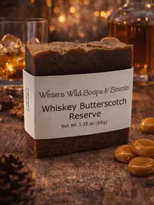 Whiskey Butterscotch Reserve Bar Soap - Soft Coconut & Sweet Peach Scent with Aged Bourbon Whiskey & Luscious Tonka Bean Base Net Wt. 3.35oz 94g