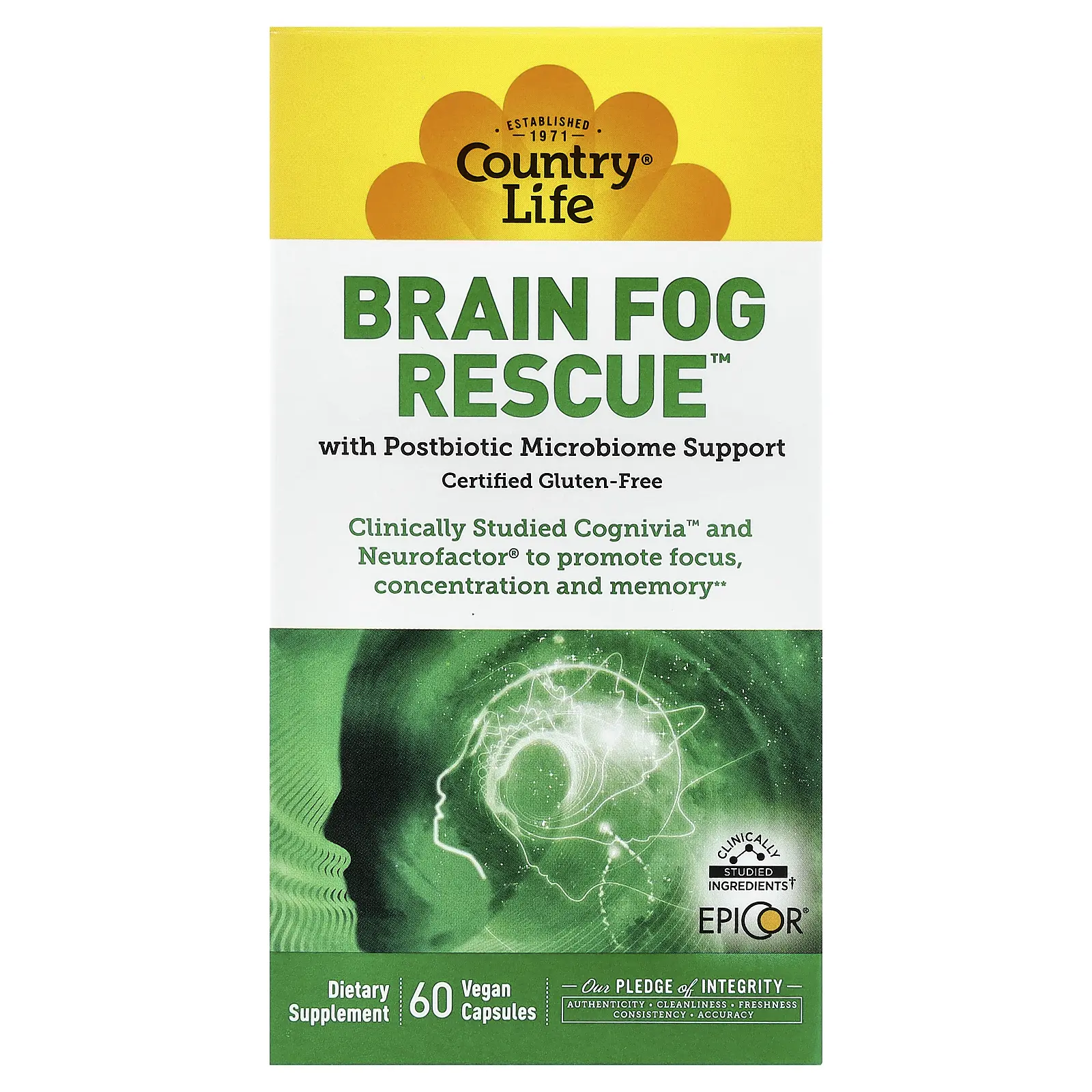 Country Life Brain Fog Rescue™, 60 Vegan Capsules