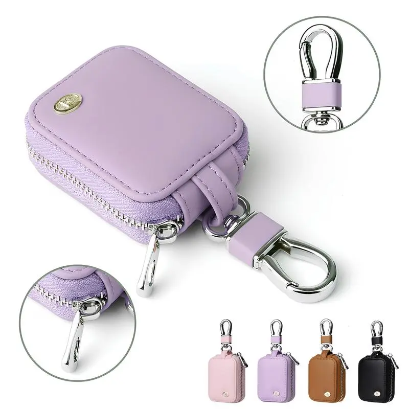 Retro PU Leather Electronic Bluetooth Earbud Case - Portable Compact Metal Keychain Zipper Pouch, Space-Saving, Mesh Pocket, Anti-Lost, Durable EVA Interlayer, Odor-Free, Memory-Foam-Like Protection, 2.8x2.2x0.8in (Fits 1/2/3/4 Gen & Pro 2 Earbuds)