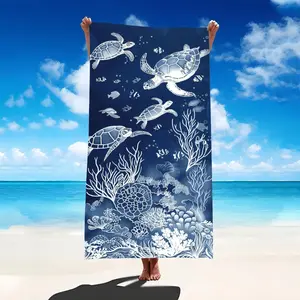 Ocean Turtle Beach Towel with Coral Reef Design Quick Dry Large Size for Swimming Pool And Beach Use