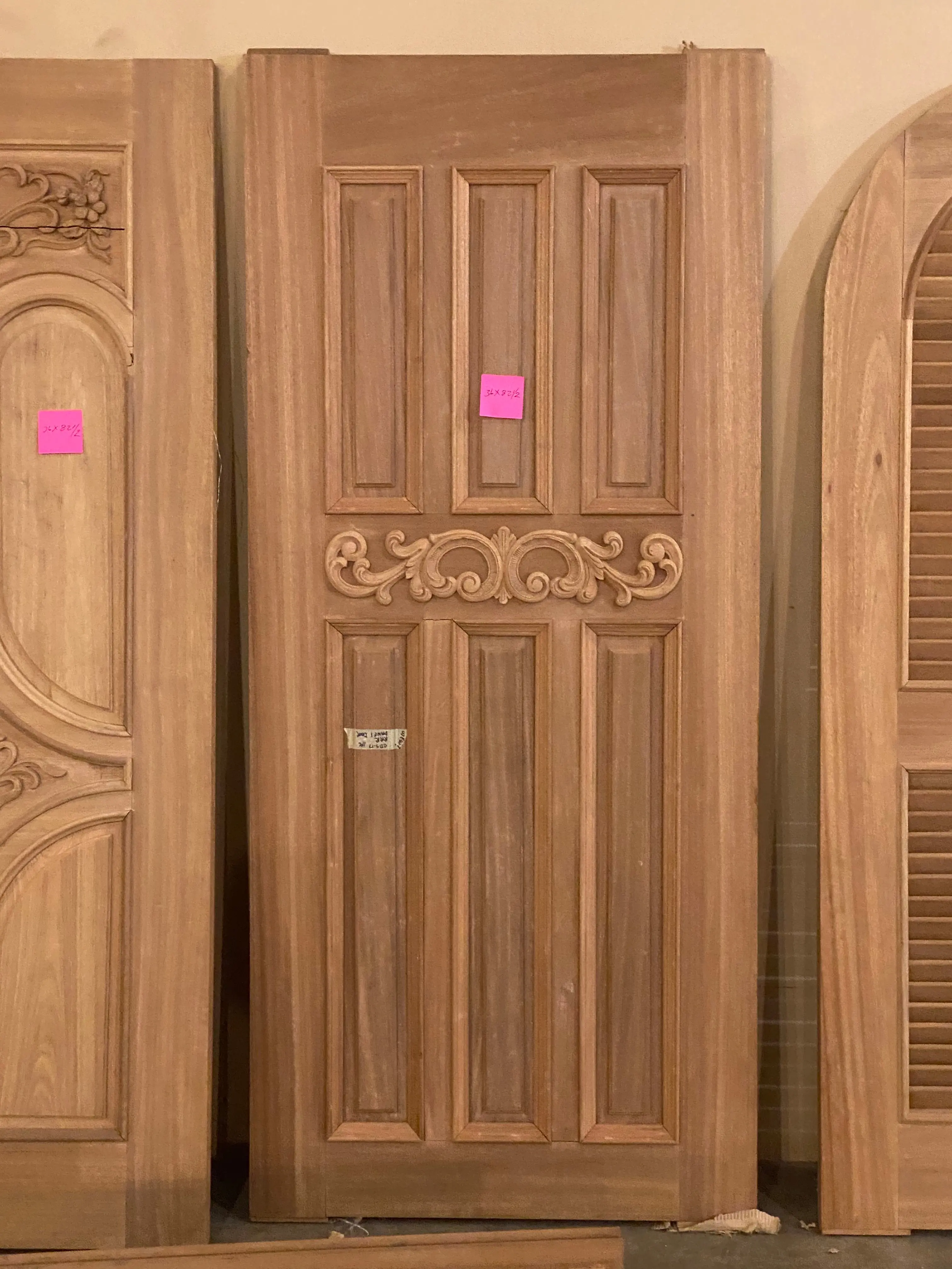 Mahogany Door with Carved Detail