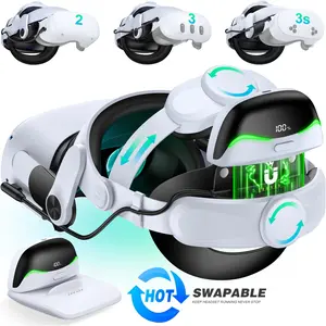 2pc Battery Head Strap for Quest 3S/Quest 3/Quest 2-2X 6700mAh Hot-Swappable Battery Pack & Charger Station, Comfortable VR Head Strap with Enhanced Support to Reduce Pressure,Extend Playtime 4-6 Hours