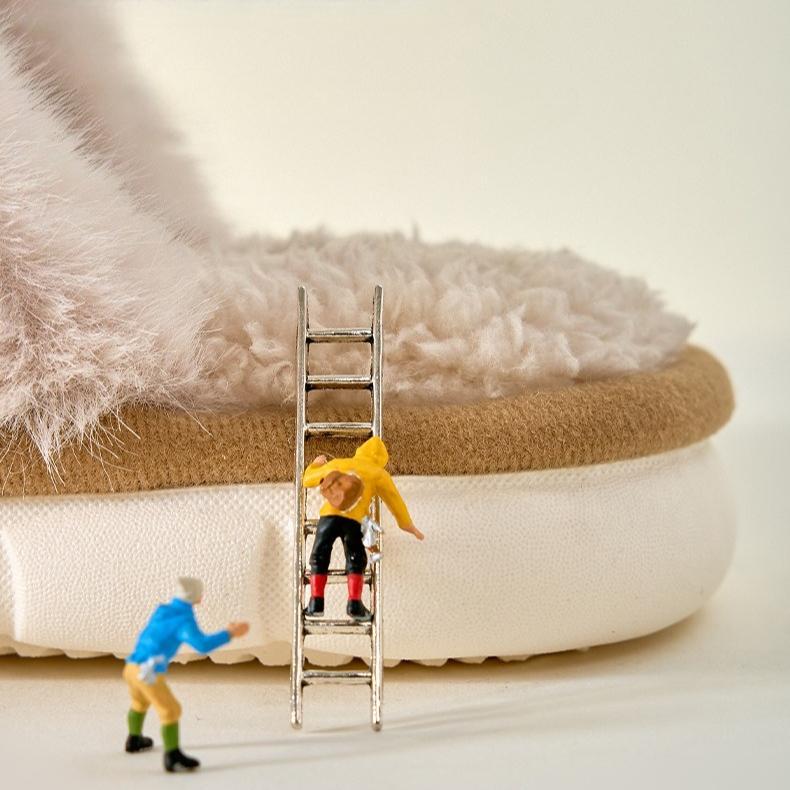 Cute Bow Soft Cotton Slippers for Women, Womens Fuzzy Fluffy Cozy Indoor Outdoor House Slippers Winter Indoor Anti-slip Thick-soled Slippers, Autumn and Winter Home-use Cotton Slippers, Warm and Comfortable Home Floor Slippers