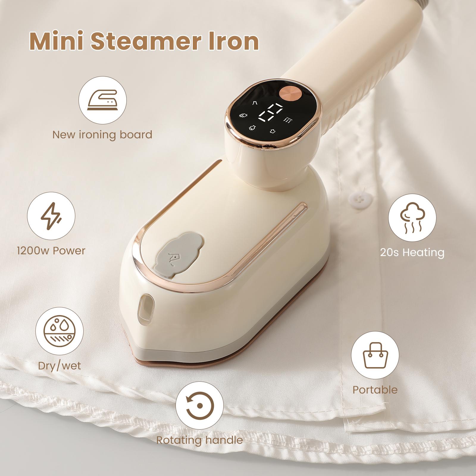 2-in-1 Steam Iron & Clothes Steamer - Handheld Portable Garment Wrinkle Remover, Fast Heat-Up, Large Soleplate, 130ml Water Tank - Lightweight for Home, Travel