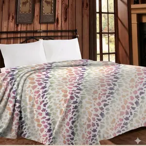 Queen Size Rainbow cow print Plush Blanket | Colorful Spots Western Glam Throw