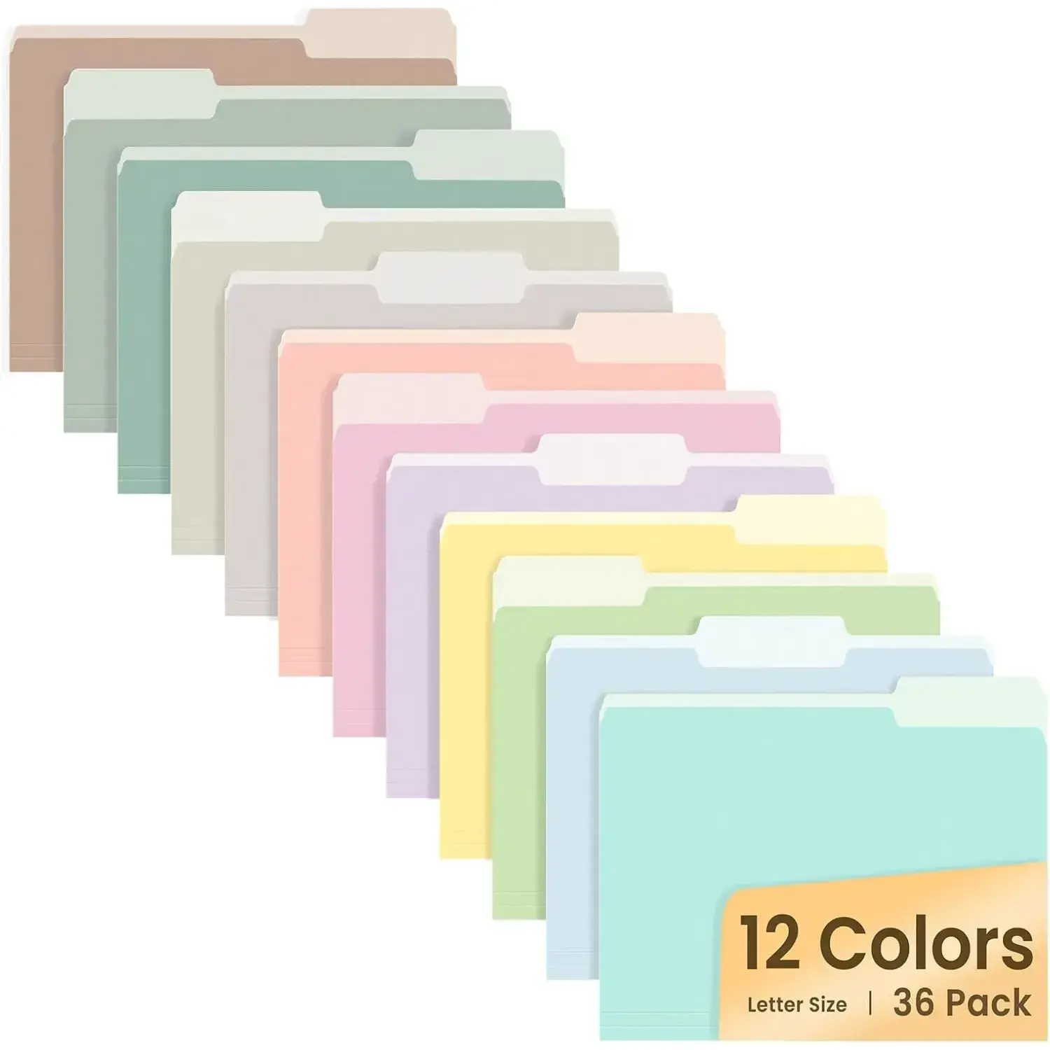 File Folders, 36 Pack Manilla Folders 8.5 x 11, 12 Colors Folder Office Organization Home School Folders for Documents Files Paper