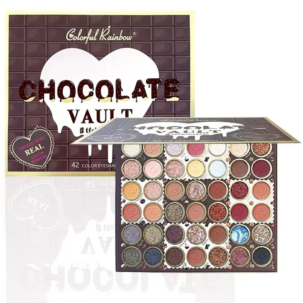 42-Color Chocolate-Themed Eyeshadow Palette - Features Cream-to-Powder & Matte Finishes in Earthy Neutrals, Sleek & Travel-Friendly Design, Perfect Anniversary & Holiday Gift for Beauty Enthusiasts, Eye Makeup Products