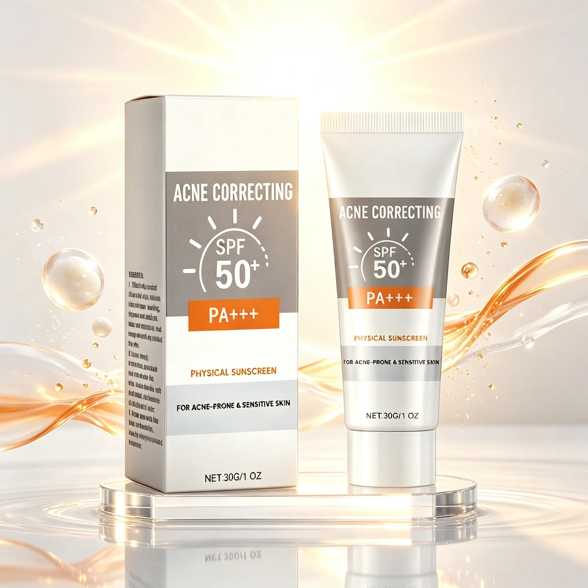 Acne-Safe Mineral Sunscreen – SPF 50 PA+++ Physical UV Shield That Protects Sensitive, Breakout-Prone Skin from Sun Damage While Calming Irritation & Redness | Non-Greasy, Fast-Absorbing Daily Defense | 30g