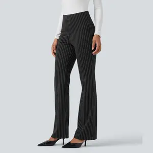 Halara Women's High-Waisted Striped Flare Bottoms - Work Garment with Pockets, Viscose Fabric (Sports & Outdoor Joggers)