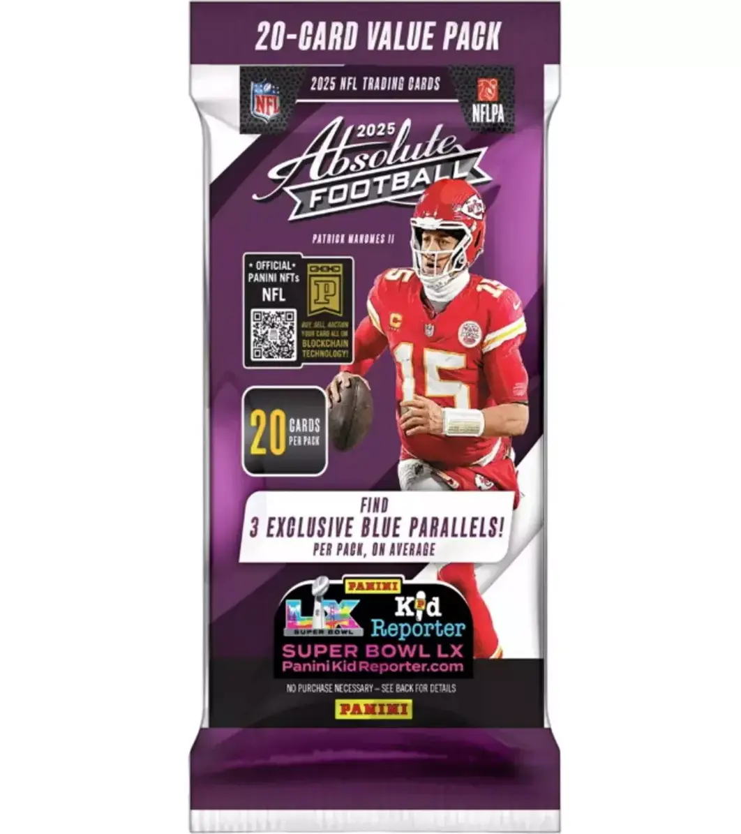 1 Pack Per Order- Absolute Football 2025 Fat Pack- Kaboom Chase- Football- Panini America- Trading Card Packs