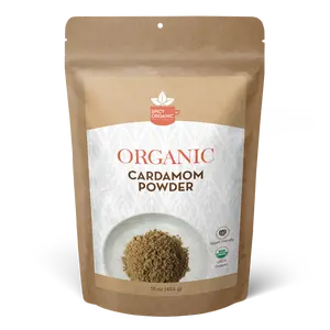 SPICY ORGANIC Cardamom Powder - 16 oz. - Certified USDA Organic Ground Cardamom - Gluten Free- Non GMO - Ideal for Baking, Cooking, and Beverages
