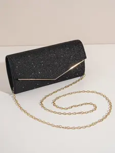 Glitter Evening Clutch With Chain, Fashionable Shoulder Clutch, Women's Sparkling Jewelry Bag for Party