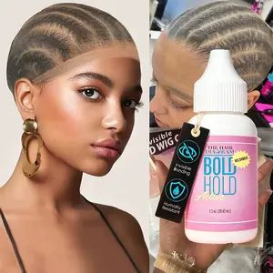 Bold Hold Active Wig Install Bundle, 1.3oz Waterproof Humidity Resistant Water-Based Lace Front Wig Glue + 1 Pack (2Pcs) Thin HD Invisible Breathable Wig Caps, Non-Toxic Long-Lasting Adhesive Suitable for Oily Skin, Complete DIY Lace Wig Application Kit