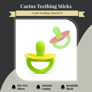 2-Piece Set Teething Sticks for 6-12 Months Cactus-Shaped Silicone Teething Toys Baby Teething Toys Baby Teething Sticks Teething Pacifiers Baby Teething Pacifiers Sensory Teether