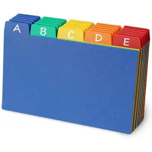 Index Card Dividers Tabs 3x5 Poly Plastic Card File Guides 3" x 5", Colored, 30 Pack