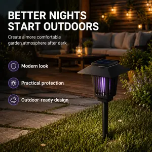 Solar Powered Outdoor Mosquito Zapper Light, Waterproof LED UV Bug Killer Lamp, Landscape Pathway Stake Light for Garden Yard Patio Backyard Lawn Insect Trap