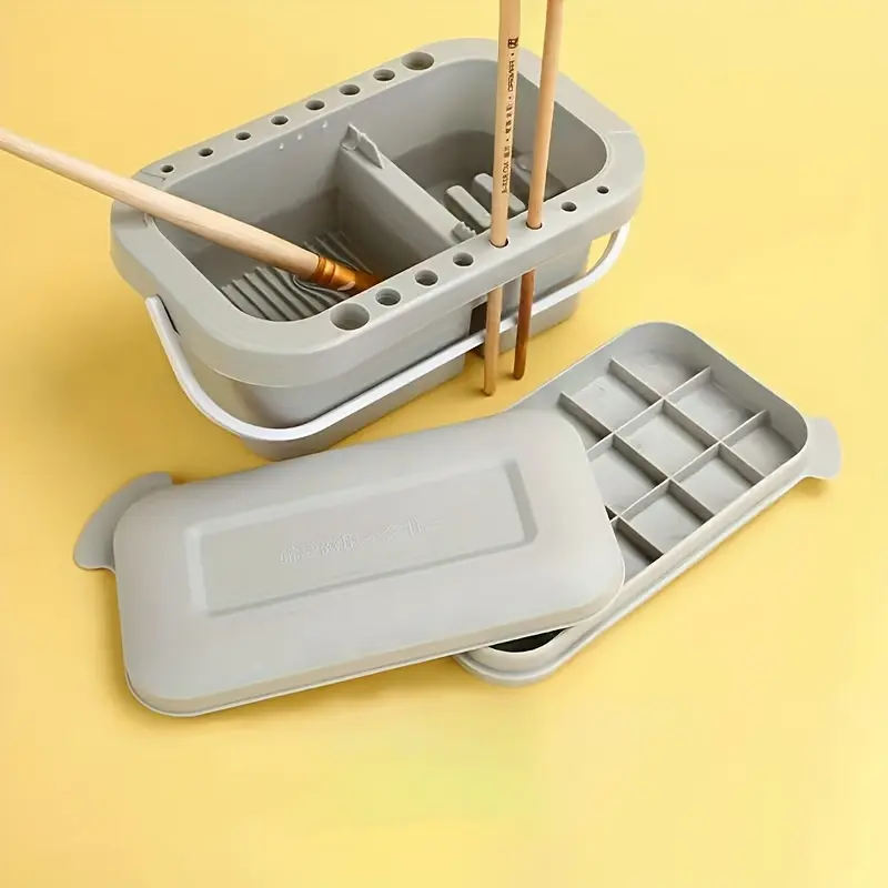 Paint Cleaner Bucket with Handle, DIY Painting Supplies, Art Supply, Painting Accessories, Multi-Functional Brush Cleaner and Storage Rack, Durable Portable Design, Oil/water Based Paint Brush Cleaner, Artist Supplies