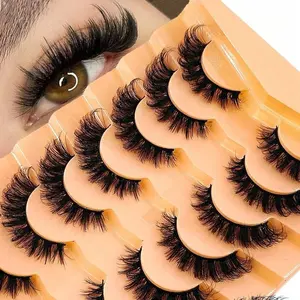 7 Pairs Thick Fluffy 8D Volume False Eyelash Strips – Dramatic Mink, Wispy Foxy Eye Lifting Extension for Outer Corners