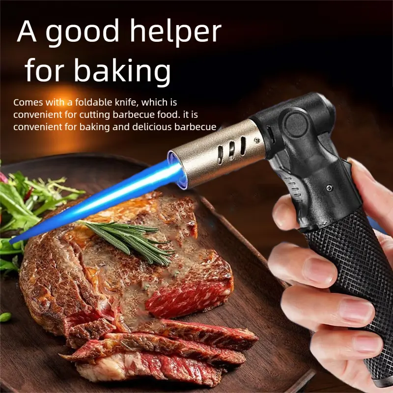 2300 ° High-temperature Durable Multifunctional Butane Lighter, Jet Torch Flame Portable Windproof Lighter, Flame Size Adjustment, Suitable for Outdoor, Camping, Barbecue, Hiking (No Butane Gas), Without Battery