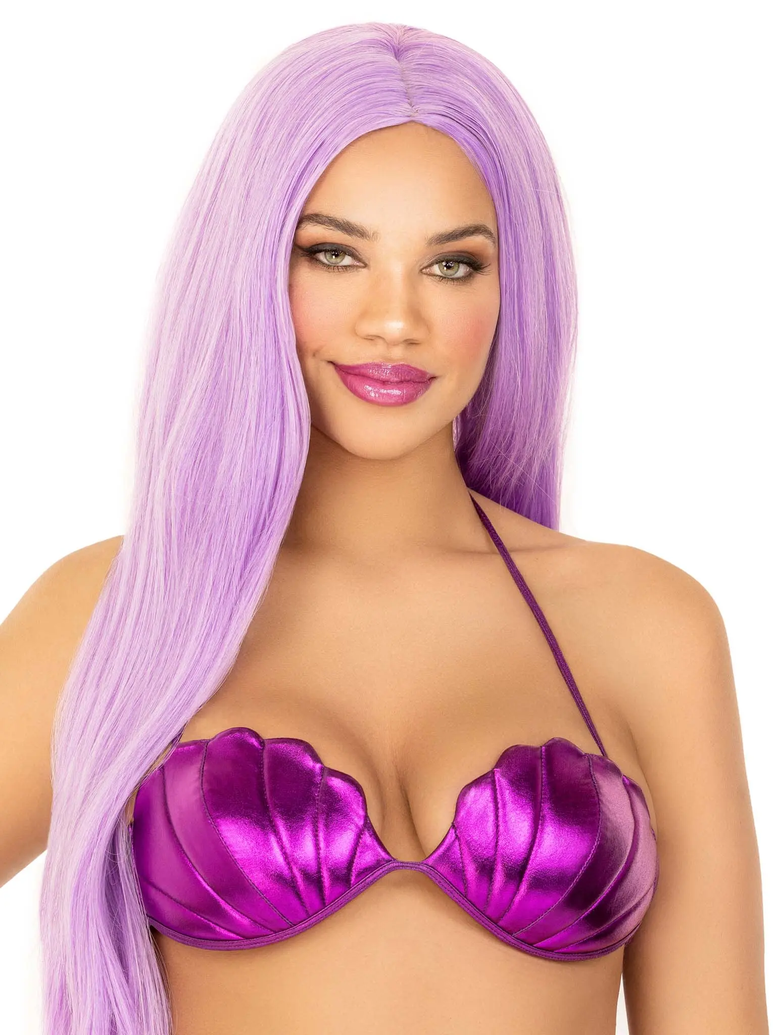 Women's Cute Halter Lace Mermaid Shell Bra Top - Foam Sea Corset, Adjustable Straps, Detailed Stitching, Halloween Costume Underwear Accessory