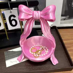 Bow Storage Tray, Cute Jewelry and Key Holder, Adorable Decorative Item, Small Items Organizer, Suitable for Home Scenes