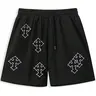 Men's Cross Print Drawstring Natural-Waist Shorts, Casual Regular-Fit Breathable Straight-Leg Shorts Summer Style Shorts with Pockets for Summer Daily Wear