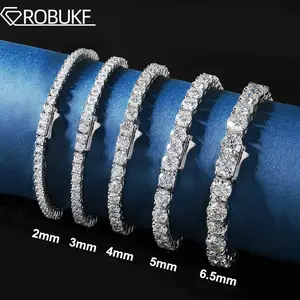 2-6.5mm Real Moissanite Tennis Bracelets for Women Man 925 Sterling Silver Plated White Gold Bracelet Sparkling Wedding JewelryGiftFashion