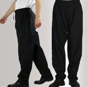 Suitable Men Chef Trousers Food Service Work Wear Loose Casual Kitchen Restaurant Hotel Uniform Cook Pants for Man Chef Bottoms