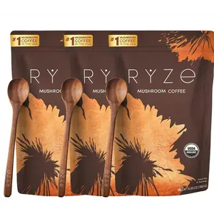 3 x RYZE Mushroom Coffee USDA Organic with 6 Adaptogenic Mushrooms and MCT Oil, USA Grown Instant Coffee for Better Energy, Focus, Digestion, Immunity with Turkey Tail, Shiitake, Lion's Mane, 30 Servings
