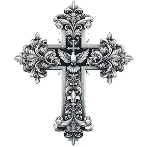 6 Sheets Temporary Tattoo Cross Tattoo Fake Tattoos Neck Arm Chest for Women Men Adults Waterproof