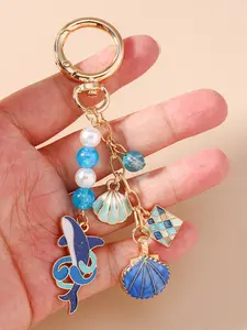 Creative Whale Shark Keychain, Blue Crystal Beaded Backpack Charm, Oceanic Gift for Friends, Sea Life Enthusiasts, Fishing Lovers