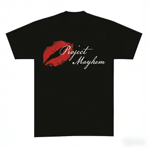 Chic Cotton Red Lip Graphic T Shirt with Minimalist Bold Design