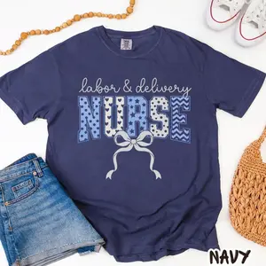 Labor and Delivery Nurse Shirt, L&D Nurse Tee, OB Nurse Gift, Cute Bow Shirt A