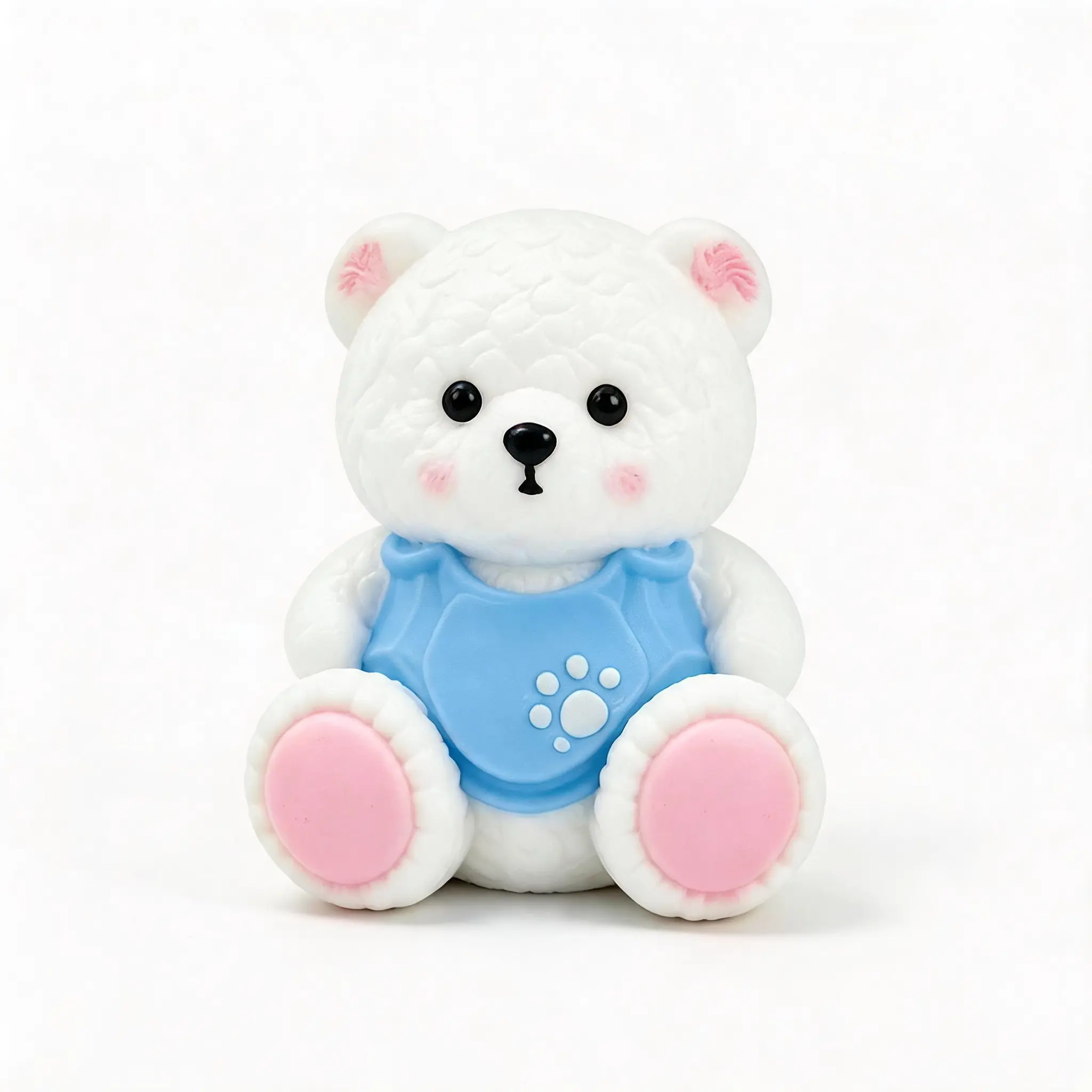 Sitting Bear Sculpture Figurine, Cute Bear Character Decorative Ornament with Purple Blue Yellow Colors, Soft PU Collectible Desk Decor, Relaxing Sensory Toy