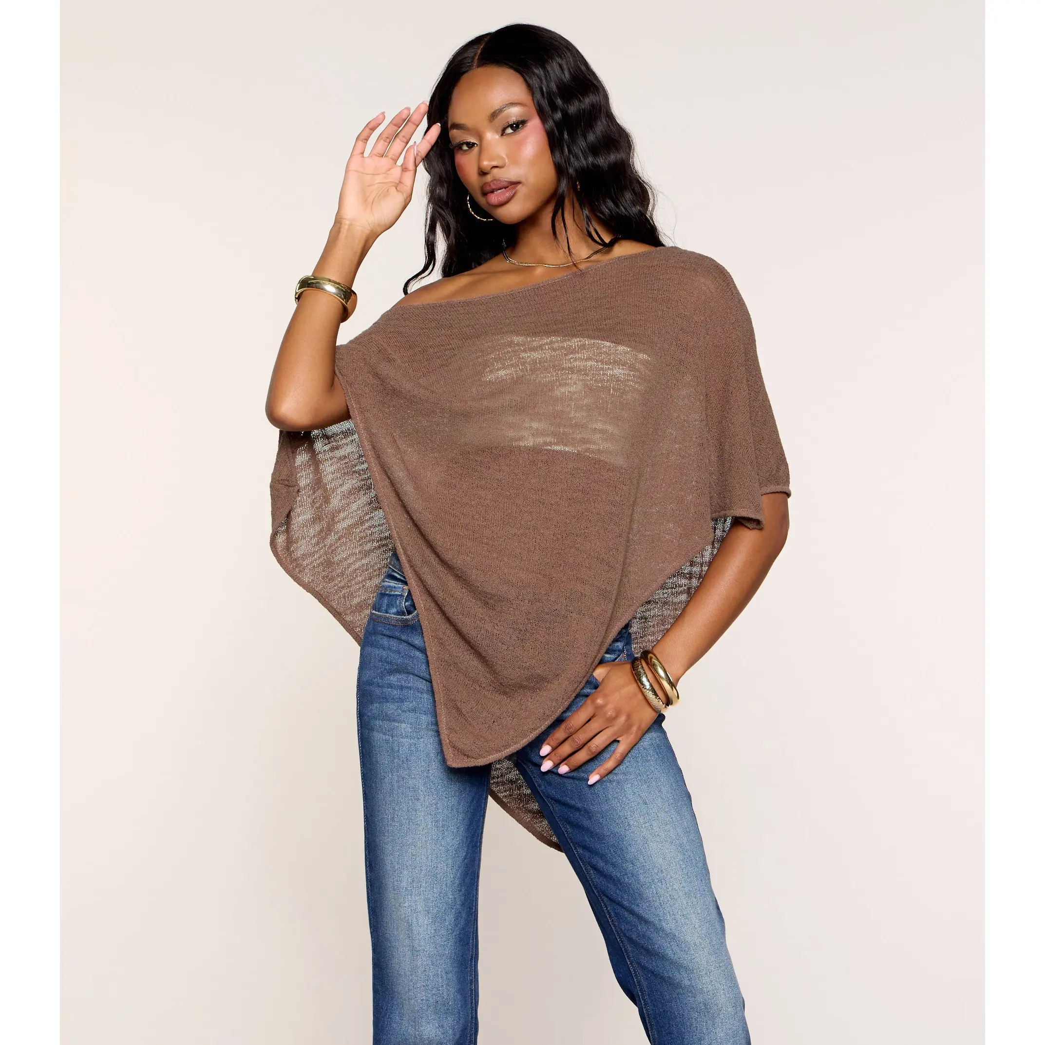 Effortless Look Knit Poncho