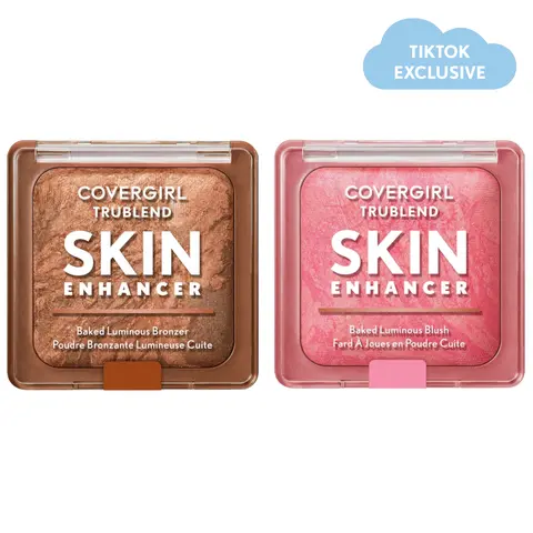 COVERGIRL TruBlend Skin Enhancer Baked Bronzer & Blush Duo - Cruelty Free Cosmetics Products, Makeup Products with Hyaluronic Acid, Powder Form, Mistake-proof Apply for Luminous Buildable White Rose Face Glow