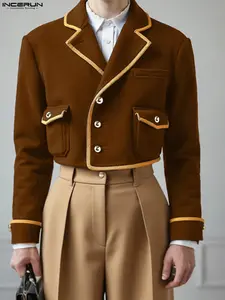 Men's Fashion Casual Colorblock Jacket, Patchwork College Style Short Coat, Perfect for Autumn Winter Daily Wear